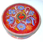 Vtg Bentwood BRIDE'S BOX Shaker Pantry Sewing Red HEART Primitive Folk Art As Is