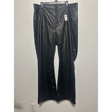 Old Navy Women's Black Faux Leather Higher High Rise Flare Pants Size 18
