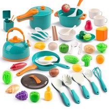 60Pcs Kids Mini Play Kitchen Accessories, Pretend Cooking Play Set with Cookw...