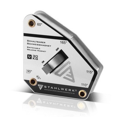 STAHLWERK Magnet Schweißwinkel Schweißmagnet schaltbar 45°-165° 30 kg 66 lbs