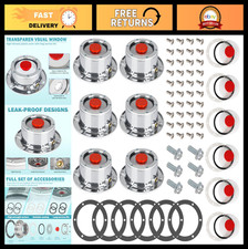 6 Pack Aluminum Trailer Hub Caps With Oil Window Rubber Plugs - Replace 343-40 6 Pack Aluminum Trailer Hub Caps With Oil Window Rubber Plugs - Replace 343-40