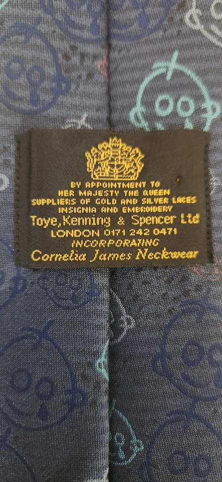 TOYE, KENNING, & SPENCER Royal Warrant Blue Cornelia James Polyester Tie - Image 4 of 4