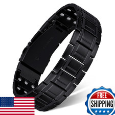 Feraco Men's Magnetic Bracelet, Titanium Steel, 3X Ultra-Strong Magnets