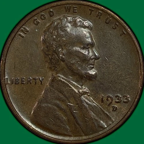 1933-D Lincoln Wheat Cent Choice Extremely Fine XF+/AU Coin #35062