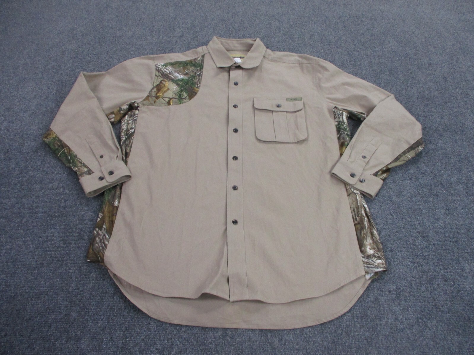 Wrangler Shirt Adult XL Camo Outdoor Shooting Gear Hunting Hiking Realtree Mens