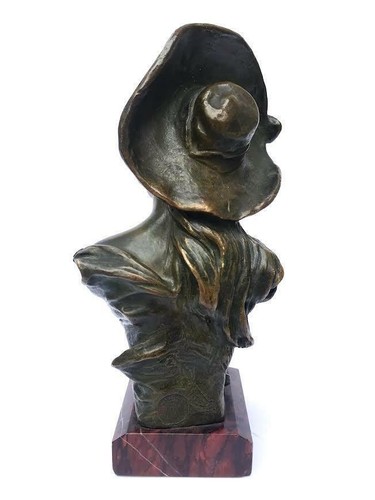 Antique French Art Nouveau Bronze Portrait of a Woman by G. Van Der Straiten - Picture 3 of 7