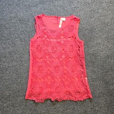 Adiva Top Womens Size Small Pink Crochet Lined Sleeveless Lightweight Casual