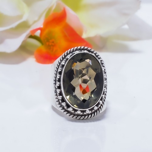 Smoky Quartz Gemstone 925 Sterling Silver Jewelry Ring All Size, Adjustable Ring - Picture 2 of 6