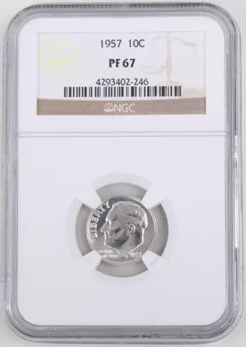 1957 Proof Roosevelt Silver Dime 10C NGC PF67