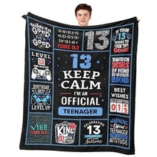 13 Year Old Boy Birthday Gifts, Funny 13th Birthday Gifts 60" x 50" Black-13th