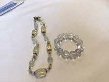 Yellow Clear Holographic Necklace w/ Clear Bracelet 