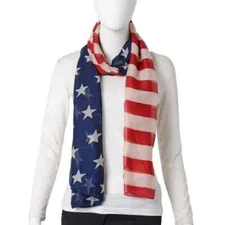 Scarf USA National Flag Pattern Womens Patriotic Polyester (72 x 34 in)