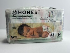 The Honest Company Lil Peanut Newborn Diapers Up to 10 lbs 32 Count Print Indigo