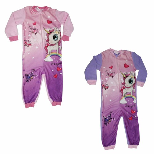 Tutina Bambina Pigiama Onesie Unicorno Rosa Arcobaleno Pile Pail | eBay