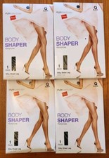 Hanes Body Shaper Pantyhose Q BLACK Silky Sheer Leg 4 PAIRS Sheer Toe 53524