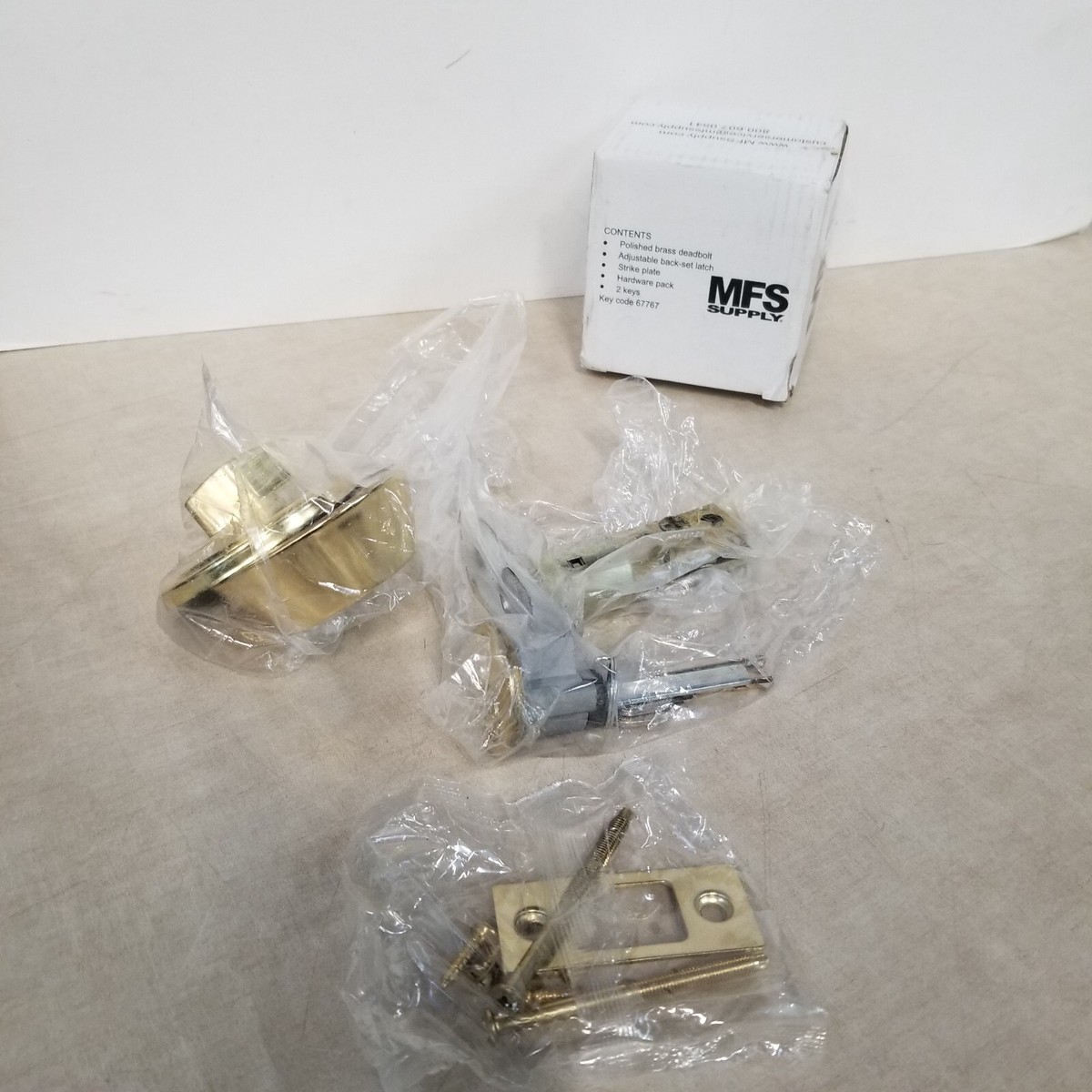MFS Supply Deadbolt Door Lock Assembly Keys 67767 Polished Brass