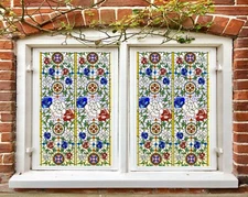 3D Colored Petals O252 Window Film Print Sticker Cling Stained Glass UV Block Fa