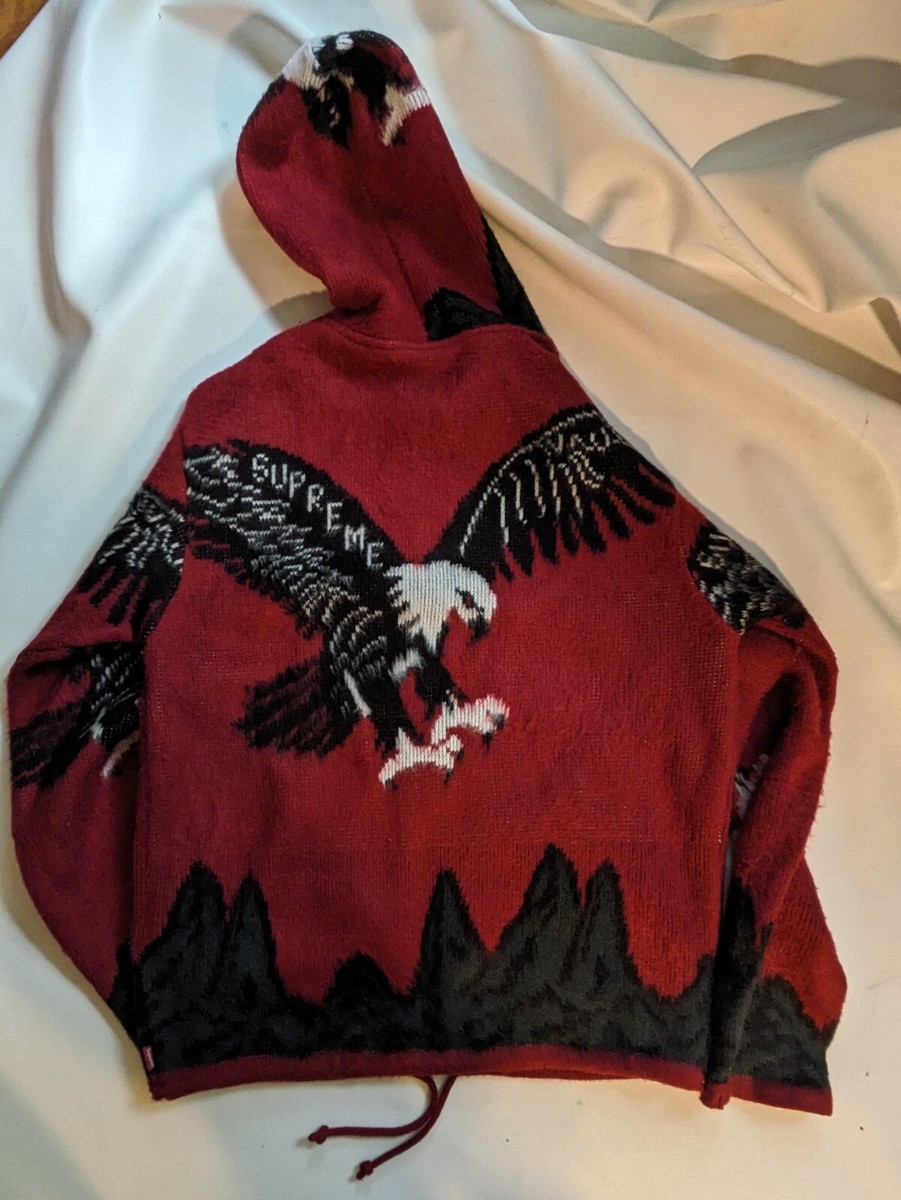 トップス Eagle Zip Up Hooded Sweatshirt 2016 Supreme Eagle Hooded Zip Up Long Sleeve Sweater Men Fashion