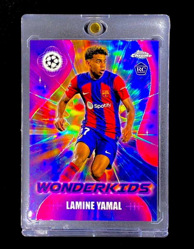 LAMINE YAMAL ROOKIE REFRACTOR CÓSMICO PÚRPURA PRIZM HOLO RC SP Inserto - BARCELONA Foto 2 de 4
