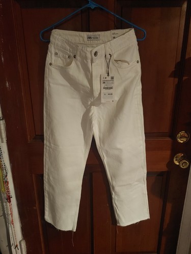Ankle Length Straight White Jeans Size 