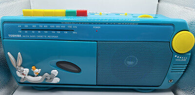 Toshiba Bugs Bunny Looney Tunes Aqua Blue AM/FM Radio cassette Vtg ...