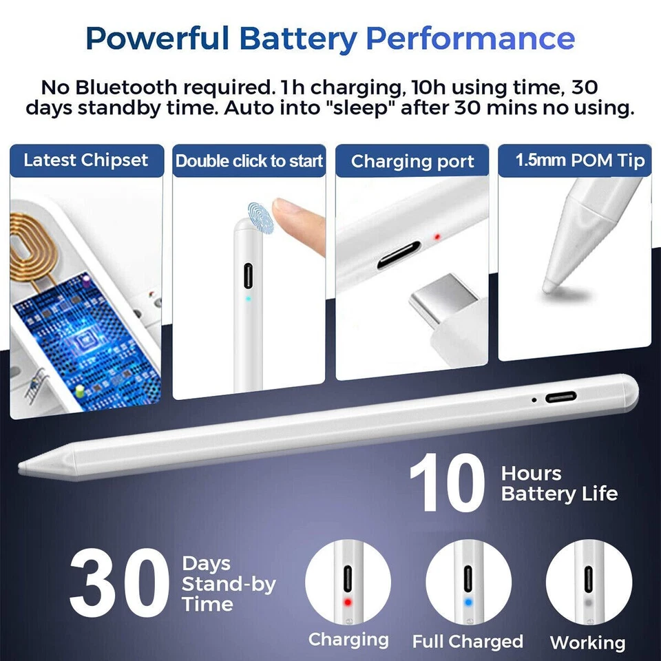 Lápiz óptico 2da generación lápiz activo para iPad Air/iPad Pro/iPad mini/iPad 10 Foto 3 de 4
