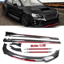 Front Bumper Lip Spoiler Body Kit Side Skirt Carbon Fiber For Subaru WRX / STI
