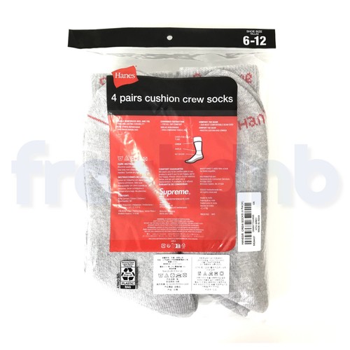 Calcetines Supreme Hanes Crew Gris (Paquete de 4) - Talla 6 - 12 - Trusted Seller - Imagen 2 de 9