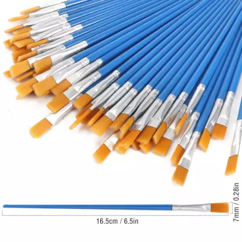 100pcs Artist Paint Flat Brushes Set Acrylic Oil Watercolor Painting Art Craft - Picture 9 of 10