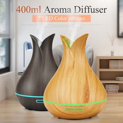 Humidifier Diffuser Wood Grain Fragrance Distributor 7 Color LED Lights