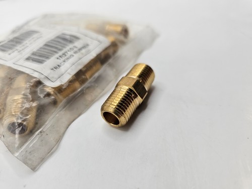 (10 PIECES) 90339-2 1/4" NPT Hex Nipple Brass Pipe Fitting 1200 Max PSI