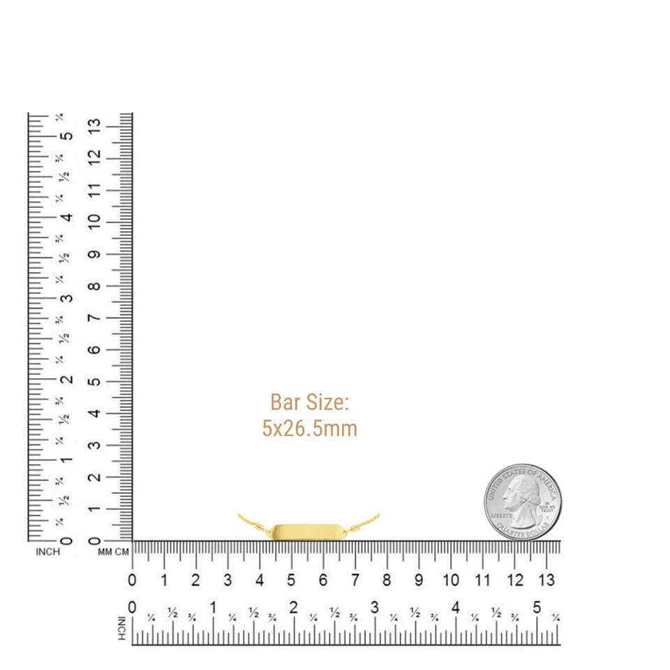 Hexagon ID Bar Bracelet Real 14K Solid Gold Adjustable Wheat Chain Bolo Bracelet - Image 2 of 3