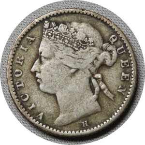 elf Straits Settlements 10 Cents 1882 H  Victoria
