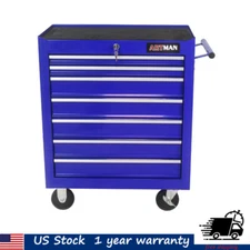 7 Drawers Tool Box Multi-functional Storage Tool Cart With Lockable Wheels Blue