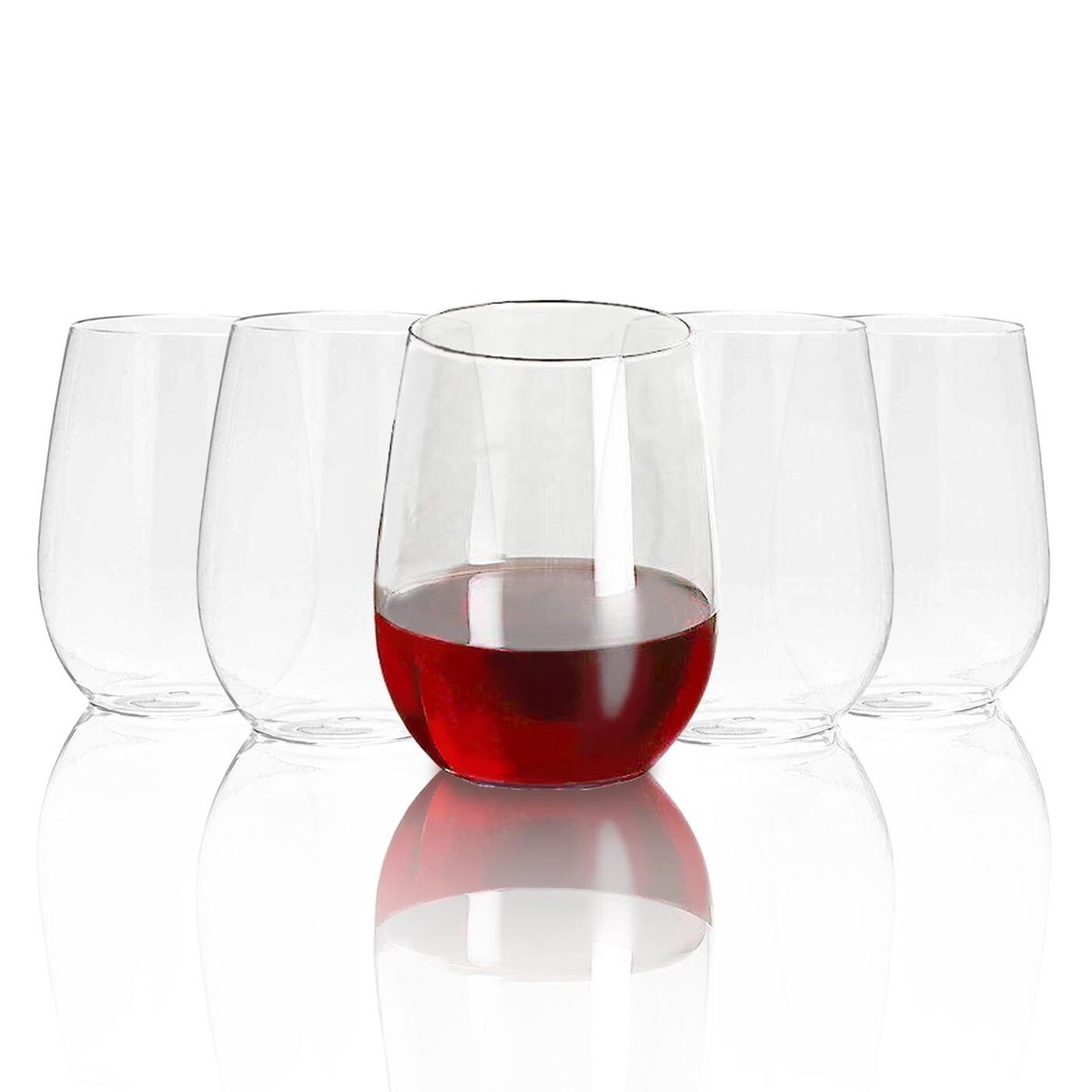 4 oz. Clear Stemless Plastic Round Mini Wine Goblets Wedding Party Cups  64pcs