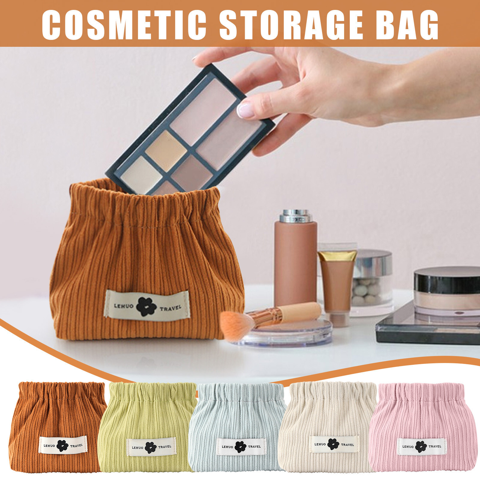 Corduroy Elastic Hair Tie Organizer, Corduroy Elastic Storage Bag