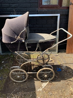 Navy Blue Courduroy Marmet Pram Baby 
