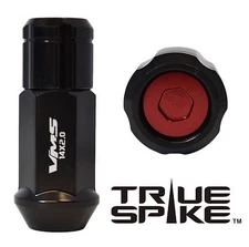 32 TRUE SPIKE 57MM 9/16" FORGED STEEL LUG NUTS RED CAPPED CLOSED END