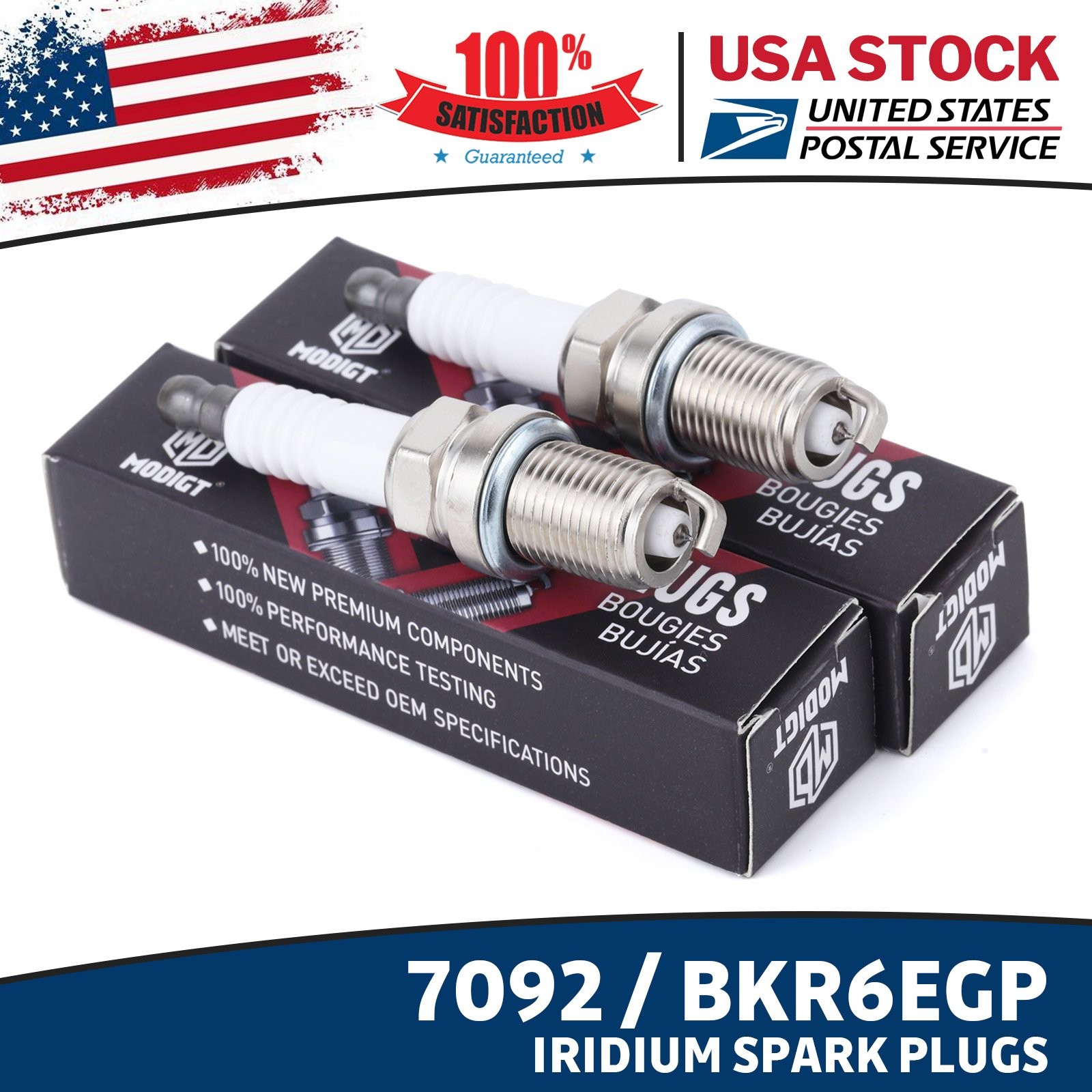 Set of 2 Spark Plugs For NGK 7092 Iridium BKR6EGP for Acura Volkswagen Lexus