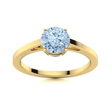 March Natural Aquamarine Wife Handmade Solitaire Ring Jewelry 925 Silver