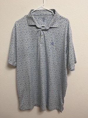 Rhoback Polo Shirt Mens XL Blue Bluebonnet All Over Performance Stretch Golf
