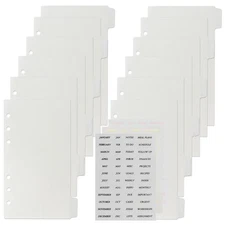 Personal A6 Dividers 6 Hole Transparent Binder Index Page Dividers with Tabs ...
