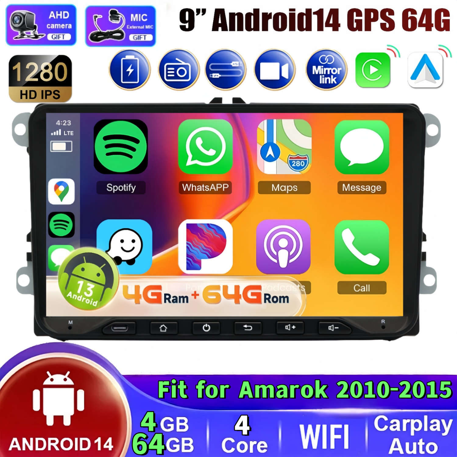 Android 14 Car Stereo Radio GPS SatNav Carplay WIFI FM For VW Tiguan 2009-2017