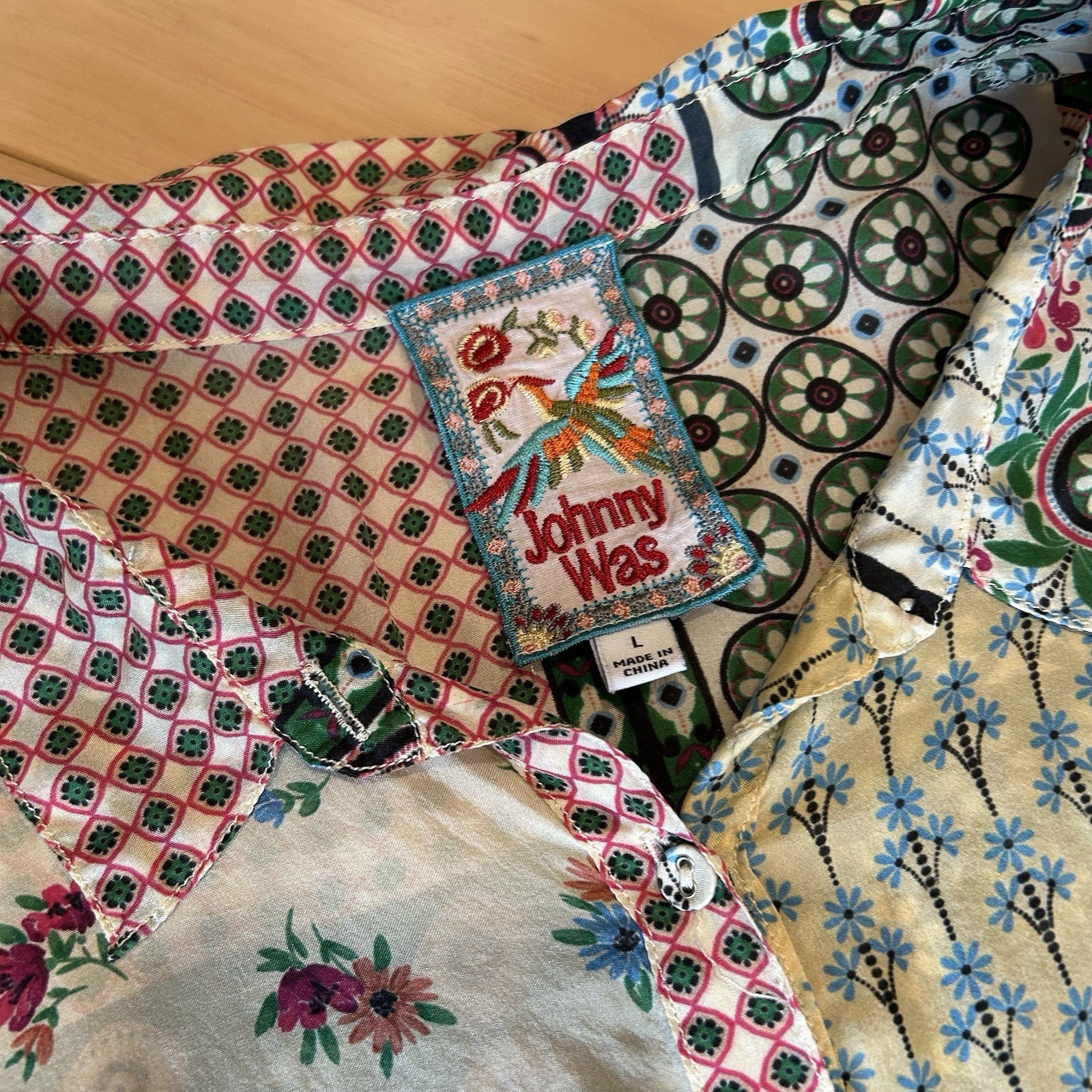 Johnny Was Kimo Iris Button Down Silk Blouse Wome… - image 3