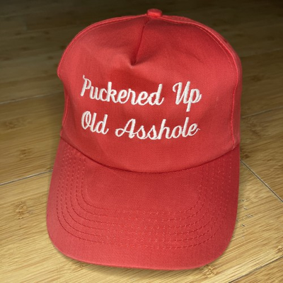 #ad VTG Puckered Up Old A**hole A Hole Red Fade Hat Trucker Snapback Funny Mens Gift $11.21