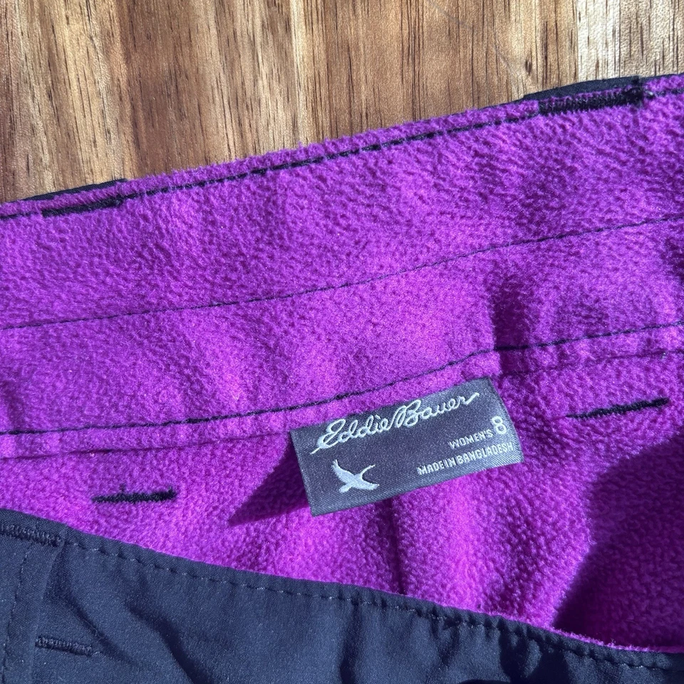 Eddie Bauer Fleece Lined Pants Black Women’s Sz 8 Hiking Outdoor Nature Camping - Image 4 of 4