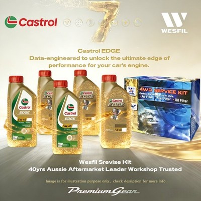 Wesfil Service Kit Castrol Eng Oil 5L for Toyota Prado 4.0L GRJ120 03-09