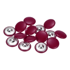 15pcs Leather Covered Button 28mm Metal Round Sewing Buttons, Deep Red
