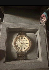 MICHELE Diamond Swiss Quartz Chronograph 38mm Silver Roman Dial w/ Box