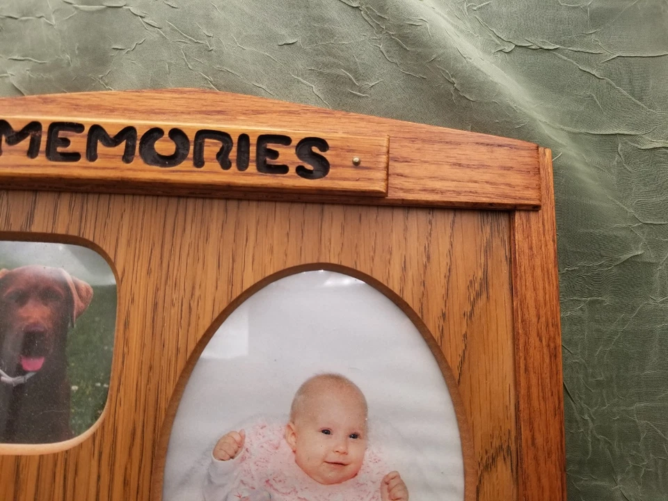 Marco de fotos vintage años 80 Robarb's Memories pequeño montaje roble macizo hecho en EE. UU. Foto 3 de 4